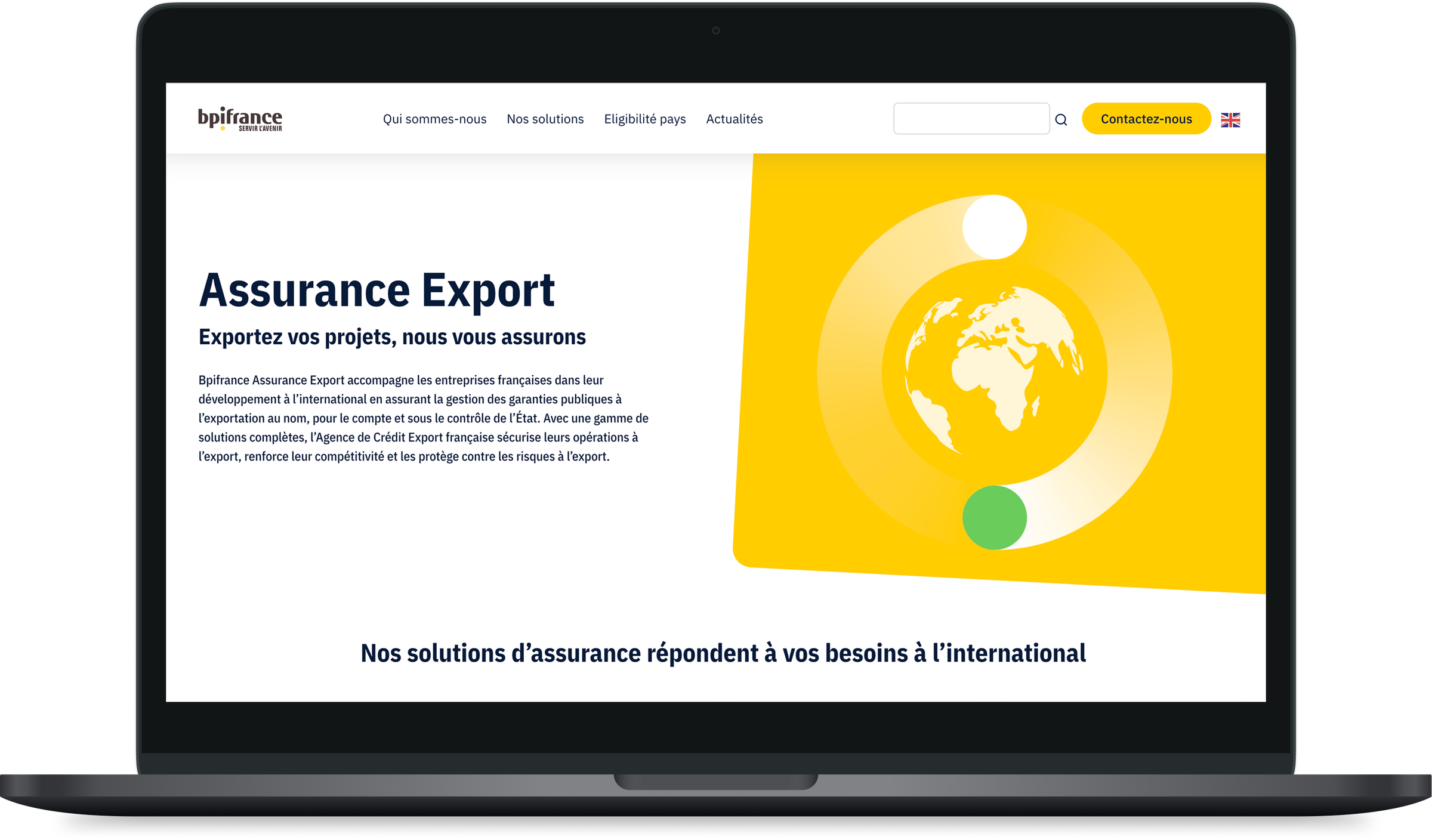 Maquette Assurance Export sur MacBook